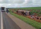 Ônibus tomba com quase 50 ocupantes e deixa passageiros gravemente feridos, diz PRF